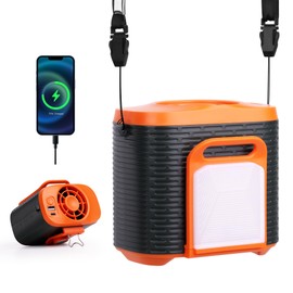 GIGART Portable Waist Fan with 10000mAh Battery & LED SOS Light - 3 Speed Wearable Cooler, 21H Runtime, Dual Clips & Lanyard - Mini Neck Fan for Hot Flashes, Jobsites, Outdoor, Travel（orange）
