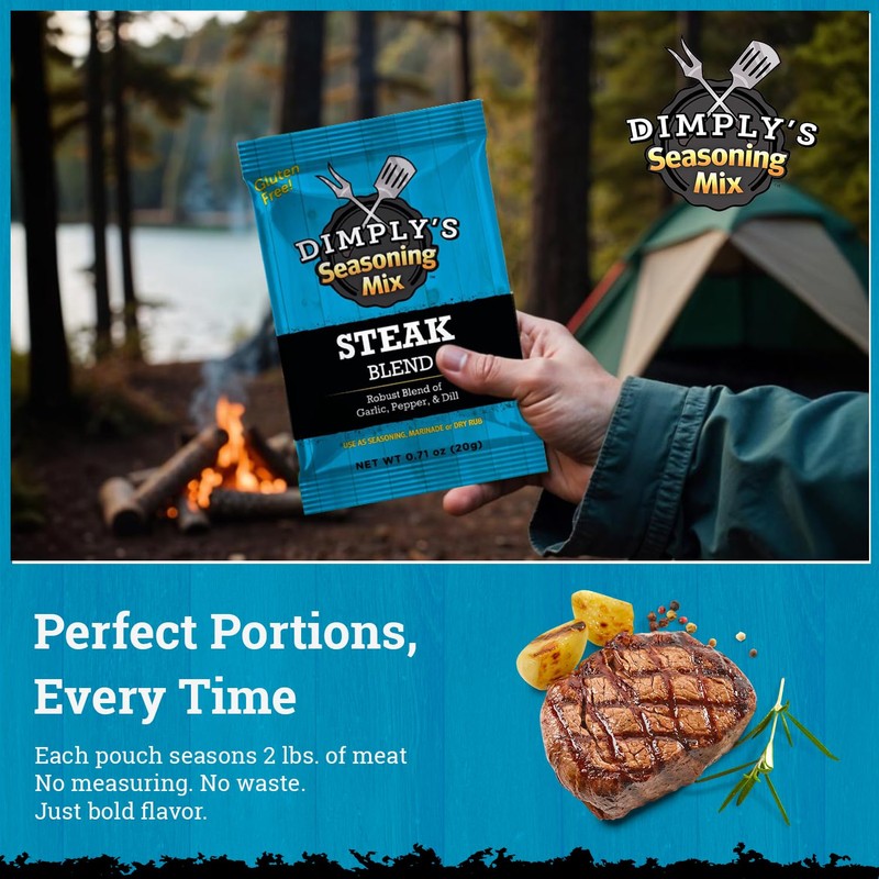 Dimply's Steak Seasoning Mix – 12 Pack, Single Serve Dry