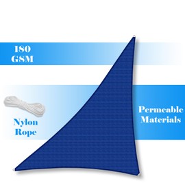 Awnpro 14' x 26' x 29.5' Blue Right Angle Triangle Shade Sail Awning with Mounting Kit Shade Sail Outdoor Patio Garden Backyard Sun Protection Awning