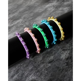 Accessorize Kingdom Hair Ties, Cotton Textured Ponytail Holders, Soft Seamless Elastic Bands for Thick and Thin Hair (Pearl Light Multicolor, 10 count (Pack of 1))