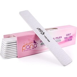 10 PIEZAS Limas de Uñas Profesionales PANA de Doble Cara Tamaño Jumbo - Cebra, Grano 100/180 - Tabla de Esmeril Lima Pulidora de Uñas para Manicura Pe
