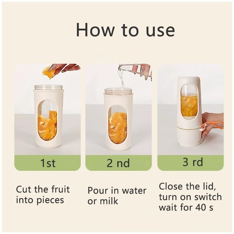 Portable Personal Electric USB Juicer，450ML Mini Blender Portable Blender For