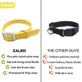ZALER Waterproof Dog Collar, Adjustable Odor Proof Dog Collars Easy to Clean, Soft Comfortable Pet Collars for Large, Medium Small Dogs (Butter Yellow, S(Length:8.6''-12.6''; Width:0.75''))