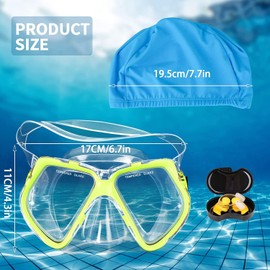 MengQiLe Diving Goggles for Adults, Swimming Goggles, Snorkel Mask, Diving Mask with Nose Cover, 180° Panorama, HD, Anti-Fog, Anti-Leak, Diving Goggles for Adults Over 16 Years (Yellow)