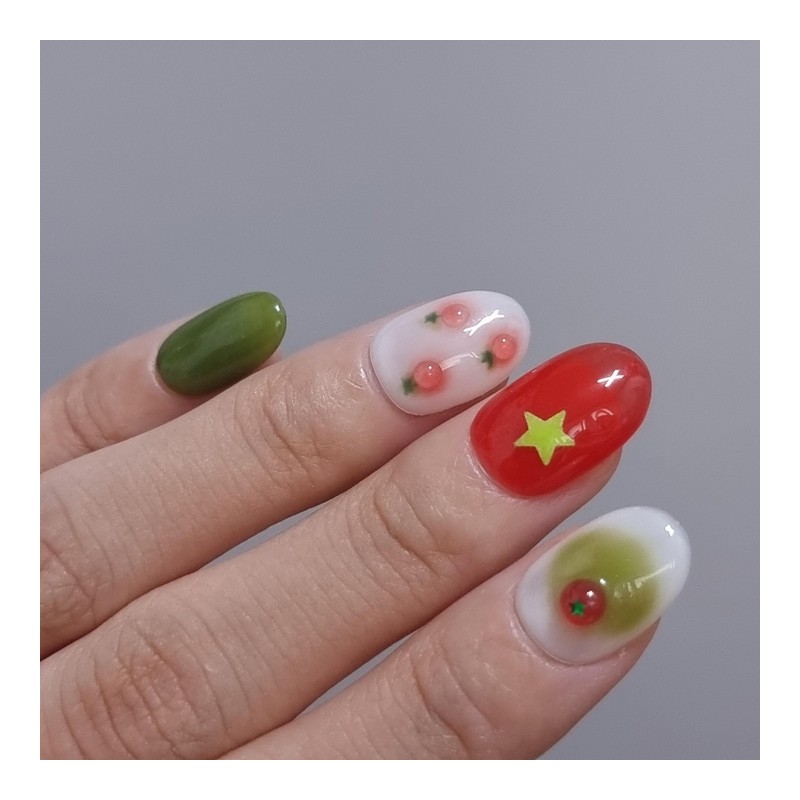 Dangling Tomato Homemade Nail Tips - Short Oval / 빵글댕글