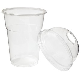 Smoothie Cups: Pack of 20-10oz (284ml), 12oz (340ml) or 16oz (450ml) Clear Smoothie - Milkshake Cups with Domed Lids (12oz (340ml) 20 Pack)
