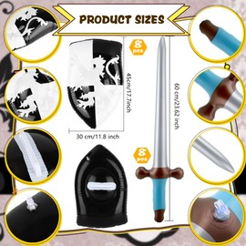 Octaday - Juego de 16 piezas de espada y escudo inflables medievales para fiestas de piratas, accesorios de cosplay
