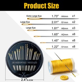 Sewing Needles, 90 Pieces Darning Needles 3-5 cm Hand Needles with 3 Pieces Needle Threader, Needle Set Embroidery Needles for Hand Sewing Crafts