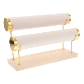 Operitacx Wood Display Stand for Jewelry Bracelet Holder Stand Multi-Layer Necklace Bangle Bracelet Watch Organizer Minimalist Elegant Design