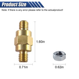 2PCS Brass 3/8"-16 Battery Terminal Bolt, Gold, Hex Head, Automotive Battery Terminals