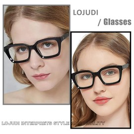 LOJUDI Thick Square Frame Glasses - Clear Lens Glasses Women Men Anti Blue Light Blocking Fake Computer Glasses-Blue Light/Black