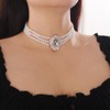 Wiwpar Crystal Pearl Choker Necklace Dainty Round Imitation Pearl Layered