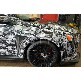 Cutting Sheet/Camouflage Pattern 60.9 x 11.8 inches (152 x 30 cm) Digital Black and White Camouflage Wrapping Sheet Sticker Camouflage