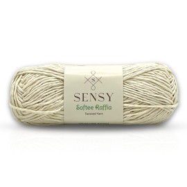 Sensy Softee Raffia Twisted Yarn, Tape Yarn, Soft Craft Yarn, 3.5 oz, 109 Yards, 100% Polyester, Gauge 4 Medium (Ecru)