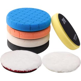 Buffing Polishing Pads, 7Pc 6.5 Inch Face for 6Inch 150mm Backing Plate Compound Buffing Sponge Pads Cutting Polishing Pad Kit for Car Buffer Polisher Compounding, Polishing and Waxing -PPTYS6SET