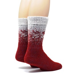 WARRIOR ALPACA SOCKS - Unisex Toasty Toes Ultimate Alpaca Socks For Men And Women (Medium - Red Snowflake)