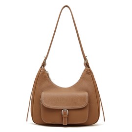 MoreFarther Genuine Leather Crossbody Bags for Women, Minimalist Messenger Bags, Purse with Adjustable Strap(brown)