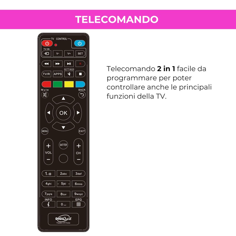 Tivùsat Combo Q80 4K Decoder Black, Activated Recording Function, 2-in-1