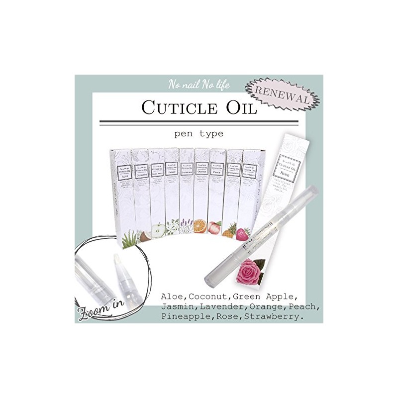 Cuticle Nail Oil, Pen Type, Set of 5, Rose, Peach,