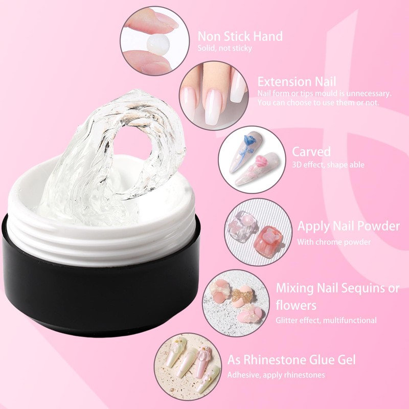 GZMAYUEN 2 Colours Solid Builder Gel for Nails, White Transparent