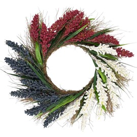 4th of July Independence Day Wreath White Red Blue Rice Ear Wreath Patriotic Decorations Memorial Day Flag Day Veterans Day