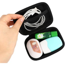 2Pcs Portable Protection Hard EVA Small Hard Case Zipper Enclosure Lightweight Compact Small Case for Cable Earphones Memory Cards Lens Filter Keys Hard Case Earphone Case