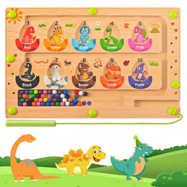 LRIGYEH Magnetic Color & Number Maze - Montessori Toys Travel Toys for Toddler Color Sorting, Counting Puzzle Board Easter Basket Stuffers Gift for Toddler Kids (Dinosaur Eggs - Small Size)