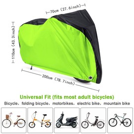 YTBUBOR Waterproof XL Bicycle Cover, Outside Bikes Storage Covers Rain Sun UV Dust Wind Proof Mountain Bicycle Covers Road Electric Bike Cover Hybrid Bike Cover, Black & Green