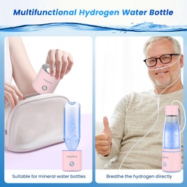 HYLUFUL 5000PPB Hydrogen Water Bottle, 3 in 1 Hydrogen Water Bottle Generator with SPE/PEM Electrolysis Technology Hydrogen Water Ionizer Machine for Home, Office/Pink