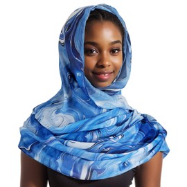 Gebell Women's Tie-Dye Printed Headscarf - Satin Polyester Shawl, Soft Comfortable, Lightweight Sun Protection Beach Wrap, Stylish Fashion Accessory