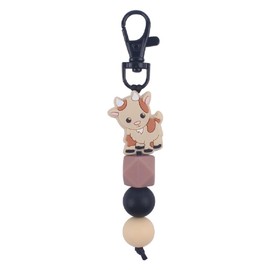 Kysin Chiys Animal Keychains for Backpack Accessories Cow Elk Silicon Bead Key Chains for Car Keys - Cream Goat