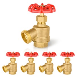 HeSun 5-Pack Brass Bent Nose Valve, 1/2" FIP Inlet x 3/4" MHT Outlet, No-Kink Hose Bibb Garden Faucet for All Purpose(BOILER018)