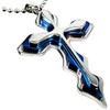 YZG Cross Necklace, Stainless Steel, Men's/Women's Blue Silver
