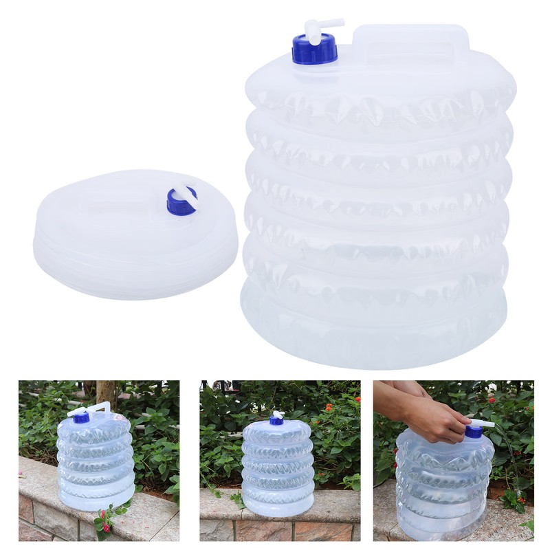2PCS Outdoor Foldable Water Bucket Portable Plastic Water Bag Bottle