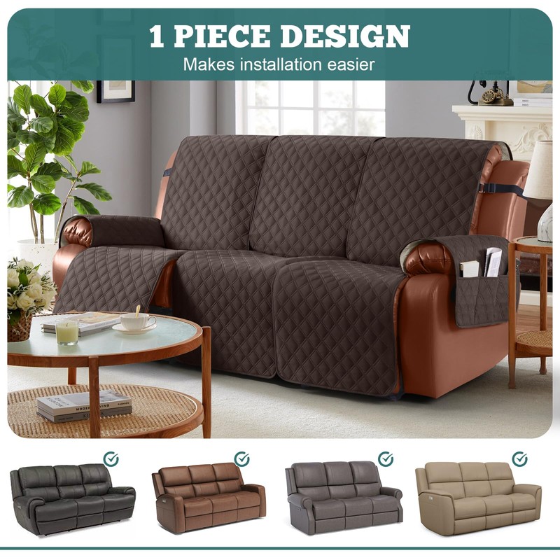 Ruaozz Waterproof Recliner Sofa Cover 1-Piece Couch Covers for Reclining