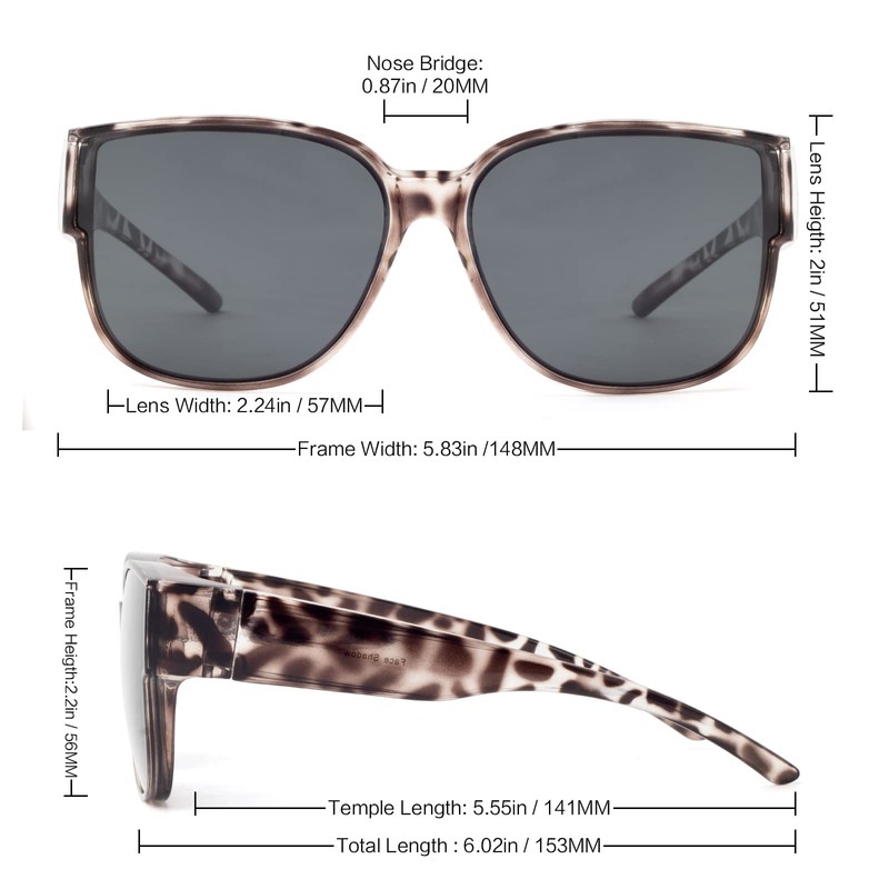Face Shadow Women's Polarised Over Sunglasses for Glasses Wearers, UV