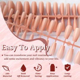 EternalClassic Soft Gel Nail Tips Acrylic Press on Nails Long Coffin, 240Pcs Fake Nails Coffin Nails Tips, Pre-colored Gel Nail Tips, Nude Press on Nails Full Cover False Nails Kit