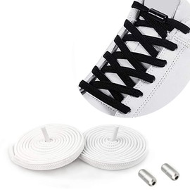 Elastic shoelaces without ties for trainers, shoelaces, rubber laces with quick release/rubber laces, adjustable via metal closure - White -