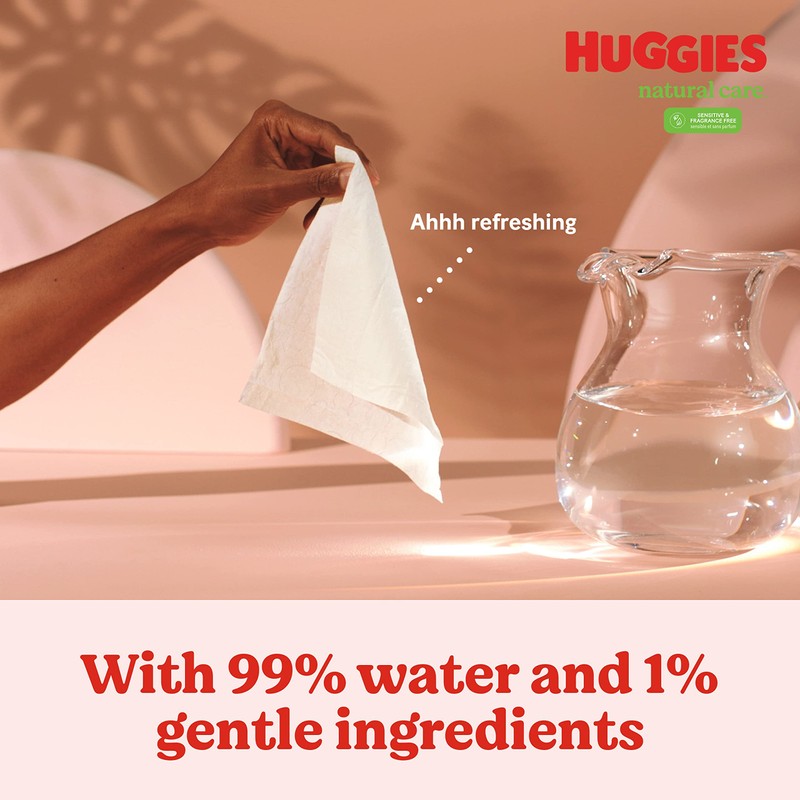 Huggies Natural Care Sensitive Baby Wipes, Unscented, Hypoallergenic, 6 Flip-Top