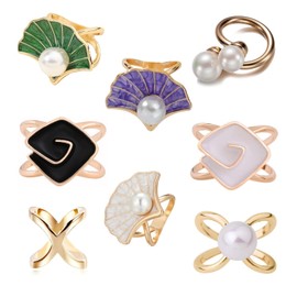 Xusxes Pack of 8 Scarf Ring Made of Alloy, Scarf Ring Clip (Gold, Silver), Scarf Ring Clip, Women's Alloy, Scarf Ring, Scarf Ring, Scarf Rings Brooches, Aluminium