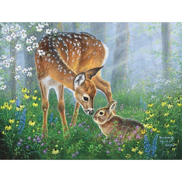 SUNSOUT INC - Forest Friendship - 500 pc Jigsaw Puzzle by Artist: Abraham Hunter - Finished Size 18" x 24" - MPN# 69641