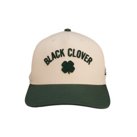 Black Clover Standard Timeless 3 Adjustable Hat, Crème/Green Hat/3D Embroidery