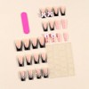 24 Pcs Pink Press on Nails Medium Square,MINGCHUN Spring Black