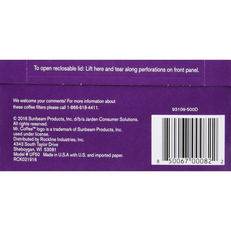 Mr. Coffee 8-12 Cup Coffee Filters 50 Pack (2 Count