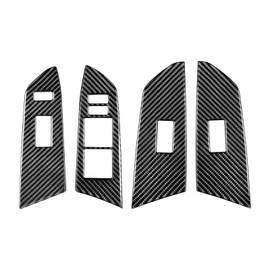 BLAKAYA Compatible with Carbon Fiber Window Lift Switch Control Panel Cover Decoration Sticker for Toyota Tundra 2014 2015 2016 2017 2018 2019 2020 2021 (4PCS Black)