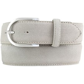 BELTINGER Women's Suede Belt 4 cm | Velour Belt for Women 40 mm | Suede Belt 4 cm with Round Belt Buckle, Light grey, silver