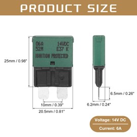 DMiotech Automatic Mini Reset Fuse, 14V DC 6A ATC/ATO Auto Circuit Breaker Reset Fuses Low Profile Blade Fuses for Car Truck SUV Marine Boat Motorcycle, Dark Green