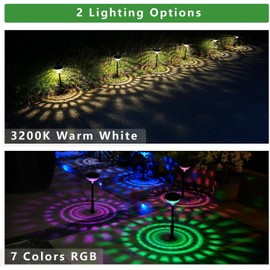 Solar Lights Outdoor Waterproof IP65, 2 Modes LED Warm White & RGB, 6 Pack Solar Pathway Lights 1200mAH Battery,Solar Powered Garden Light for Yard
