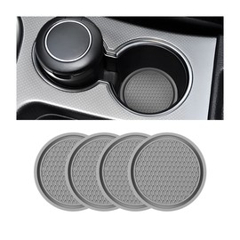 4 Pack Car Cup Holder Coaster, 2.75 Inch Diameter Non-Slip Universal Insert Coaster, Durable, Suitable for Most Car Interior, Car Accessory for Women and Men (Gray)