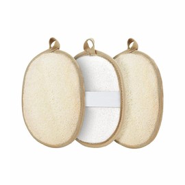 Natural Loofah Sponge Exfoliating Body Scrubber, Made of Natural Biodegradable Shower Loufa Sponge, for Shower & Bath (3 Pack)